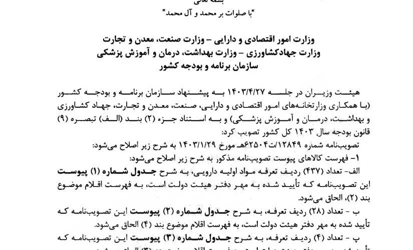 لیست داروهای وارداتی مشمول ارزش افزوده